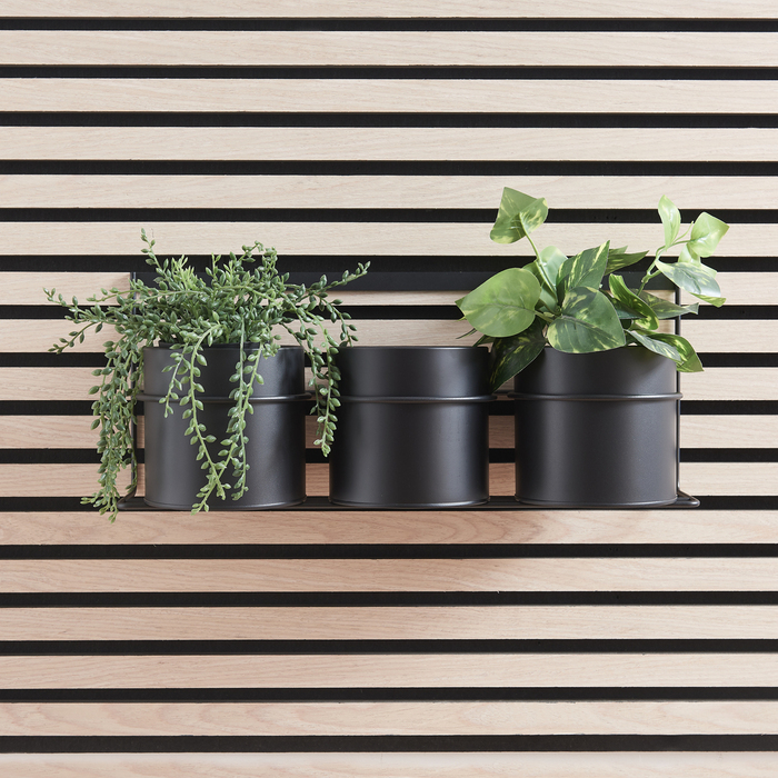 Hylde med 3 holdere til akustikpanel mat sort